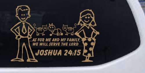 Stick Family JOSHUA 24:15 Car or Truck Window Decal Sticker (Light Brown)