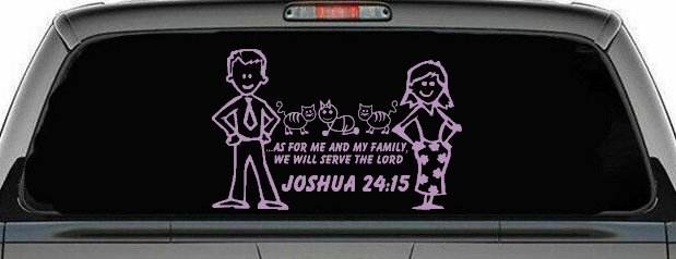 Stick Family JOSHUA 24:15 Car or Truck Window Decal Sticker (Lilac)