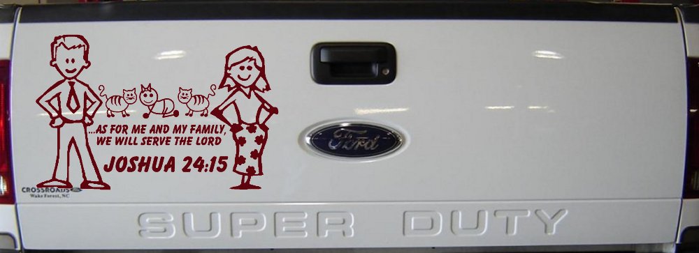Stick Family JOSHUA 24:15 Car or Truck Window Decal Sticker (Purple Red)