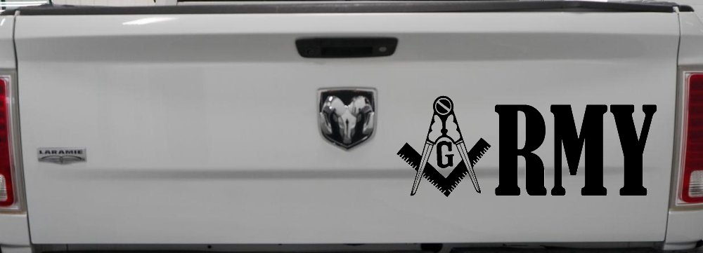 Freemason Masonic Square and Compass Army Military Car or Truck Window Decal Sticker