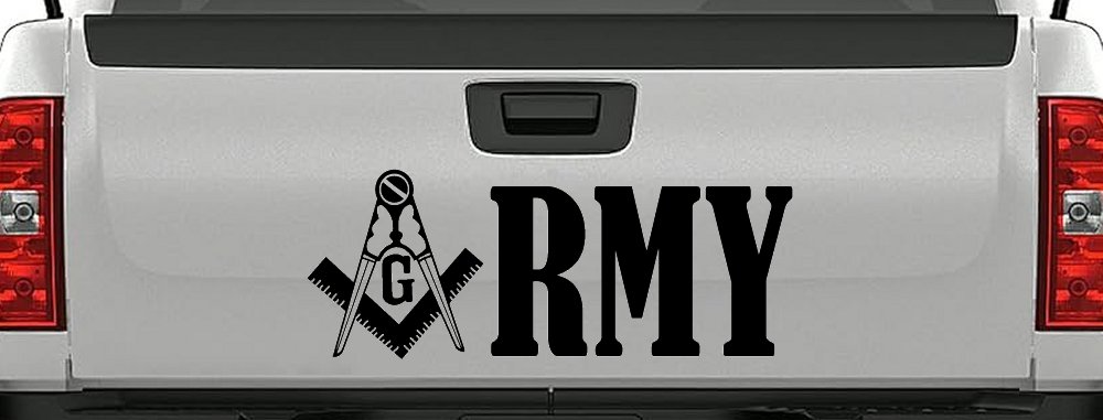 Freemason Masonic Square and Compass Army Military Car or Truck Window Decal Sticker