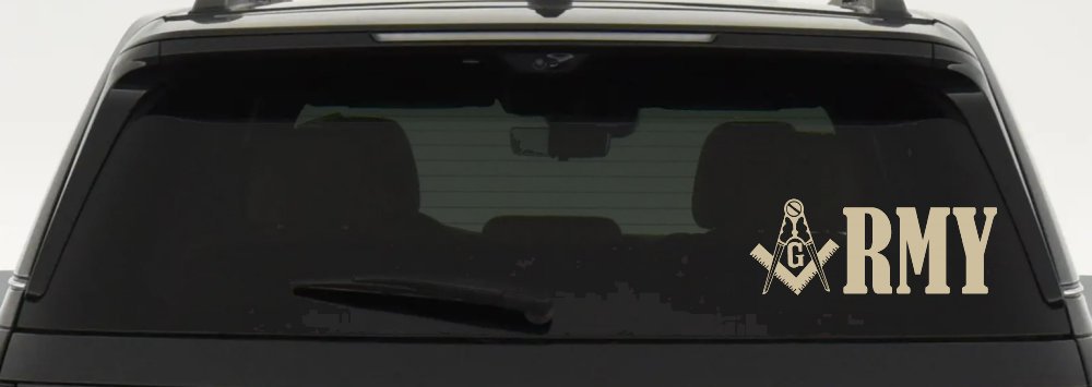 Freemason Masonic Square and Compass Army Military Car or Truck Window Decal Sticker (Desert Sand)