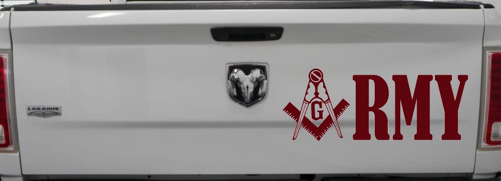 Freemason Masonic Square and Compass Army Military Car or Truck Window Decal Sticker