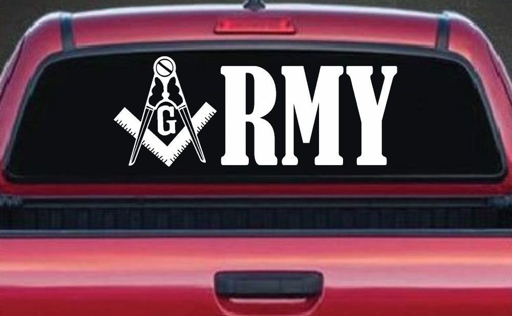 Freemason Masonic Square and Compass Army Military Car or Truck Window Decal Sticker