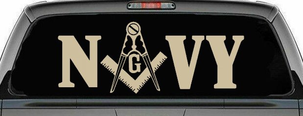 Freemason Masonic Square and Compass Navy Military Car or Truck Window Decal Sticker