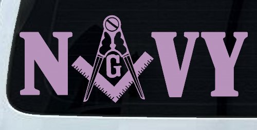 Freemason Masonic Square and Compass Navy Military Car or Truck Window Decal Sticker (Lilac)