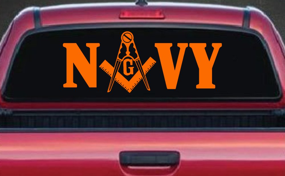 Freemason Masonic Square and Compass Navy Military Car or Truck Window Decal Sticker