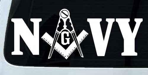 Freemason Masonic Square and Compass Navy Military Car or Truck Window Decal Sticker