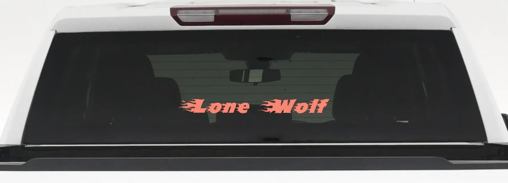 Flaming Lone Wolf Biker Car or Truck Window Decal Sticker