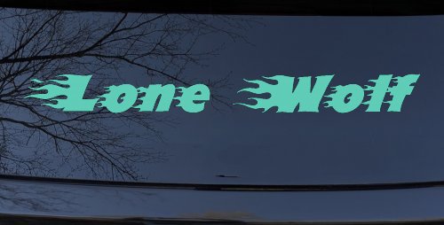 Flaming Lone Wolf Biker Car or Truck Window Decal Sticker