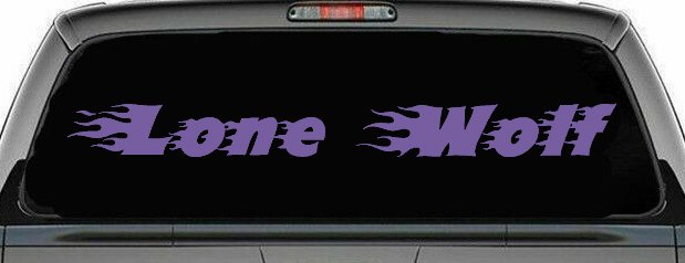Flaming Lone Wolf Biker Car or Truck Window Decal Sticker (Purple)