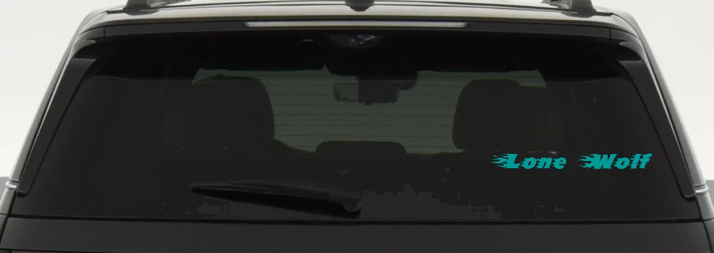 Flaming Lone Wolf Biker Car or Truck Window Decal Sticker