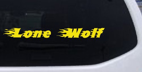 Flaming Lone Wolf Biker Car or Truck Window Decal Sticker