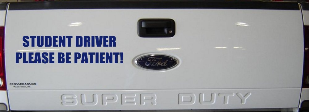 Student Driver Please Be Patient Car or Truck Window Decal Sticker (Navy)