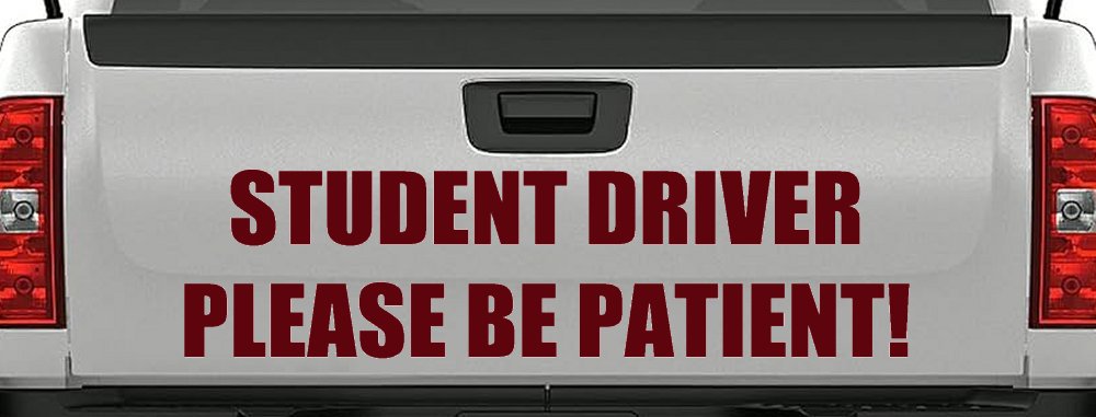 Student Driver Please Be Patient Car or Truck Window Decal Sticker (Purple Red)