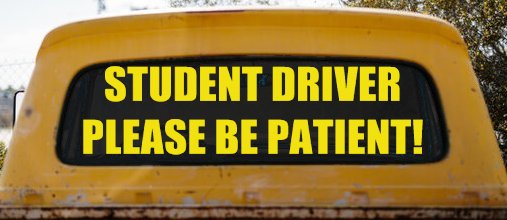 Student Driver Please Be Patient Car or Truck Window Decal Sticker (Yellow)
