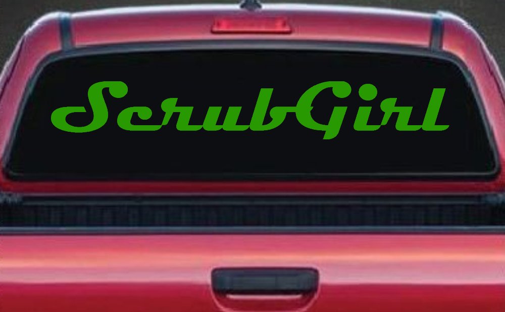 Scrub Girl Car or Truck Window Decal Sticker (Lime)