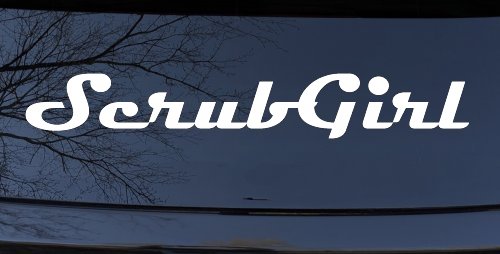 Scrub Girl Car or Truck Window Decal Sticker (White)