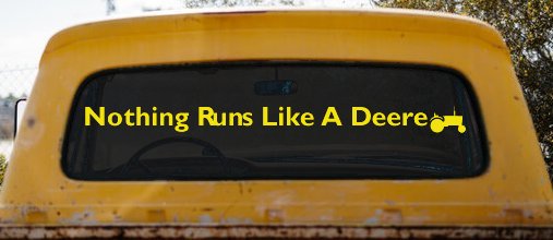 Nothing Runs Like A Deere w Tractor Car or Truck Window Decal Sticker (Yellow)