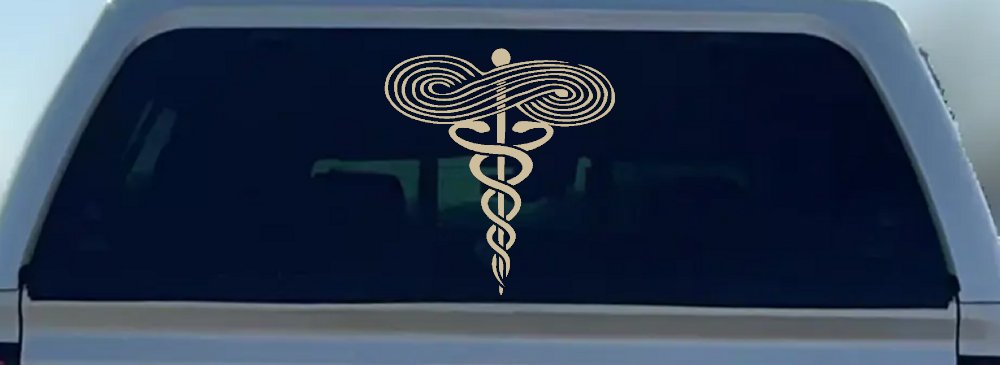 Symbol for Respiratory Therapy Car or Truck Window Decal Sticker (Desert Sand)
