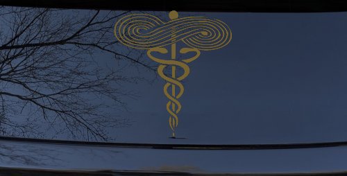 Symbol for Respiratory Therapy Car or Truck Window Decal Sticker (Gold)