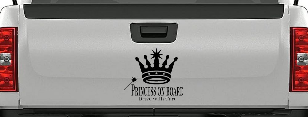 Princess on Board Drive with Care Car or Truck Window Vinyl Decal Sticker (Black)