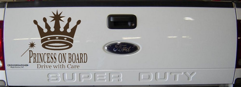 Princess on Board Drive with Care Car or Truck Window Vinyl Decal Sticker (Brown)