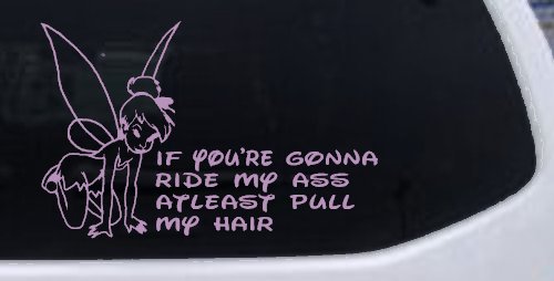 Tinkerbell Tinker Bell If You're Gonna Ride My Ass At least Pull My Hair Funny Car or Truck Window Decal Sticker