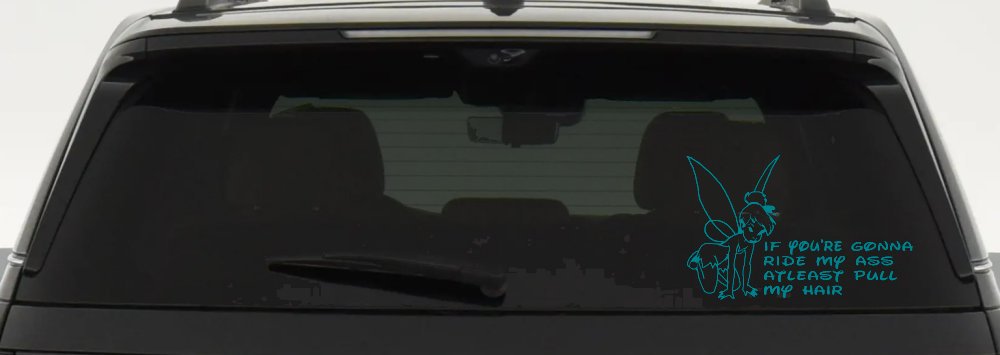 Tinkerbell Tinker Bell If You're Gonna Ride My Ass At least Pull My Hair Funny Car or Truck Window Decal Sticker