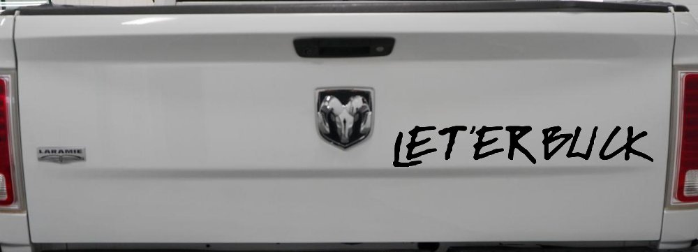 LET 'ER BUCK Car or Truck Window Decal Sticker (Black)