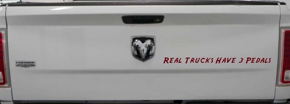 Real Trucks Have Three Pedals Car or Truck Window Decal Sticker