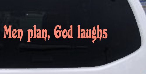 Men Plan God Laughs Christian Car or Truck Window Decal Sticker (Coral)