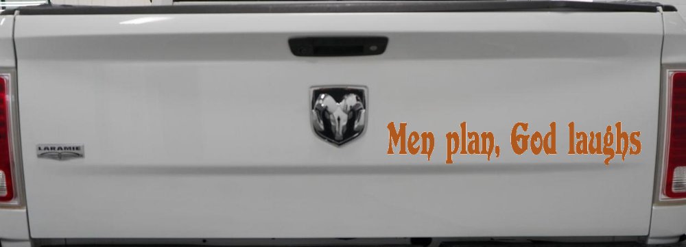 Men Plan God Laughs Christian Car or Truck Window Decal Sticker (Nut Brown)