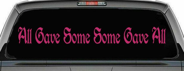 All Gave Some Some Gave All Military Car or Truck Window Decal Sticker (Hot Pink)
