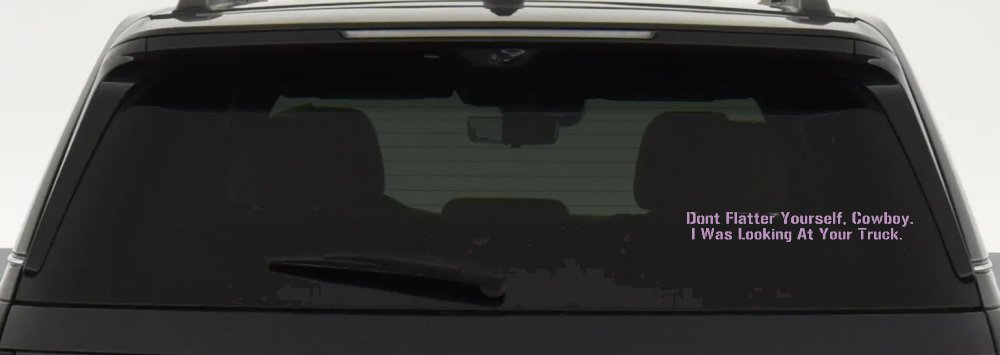 Don't Flatter Yourself Cowboy I was Looking At Your Truck Car or Truck Window Vinyl Decal Sticker (Lilac)