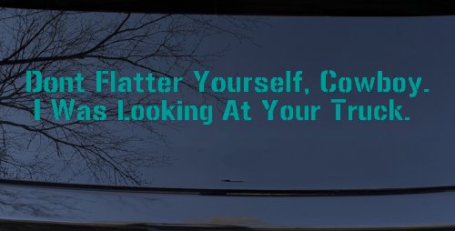Don't Flatter Yourself Cowboy I was Looking At Your Truck Car or Truck Window Decal Sticker