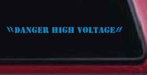 Danger High Voltage Car or Truck Window Vinyl Decal Sticker (Blue)