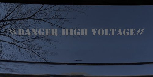 Danger High Voltage Car or Truck Window Decal Sticker (Silver)