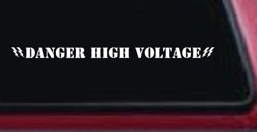 Danger High Voltage Car or Truck Window Decal Sticker (White)