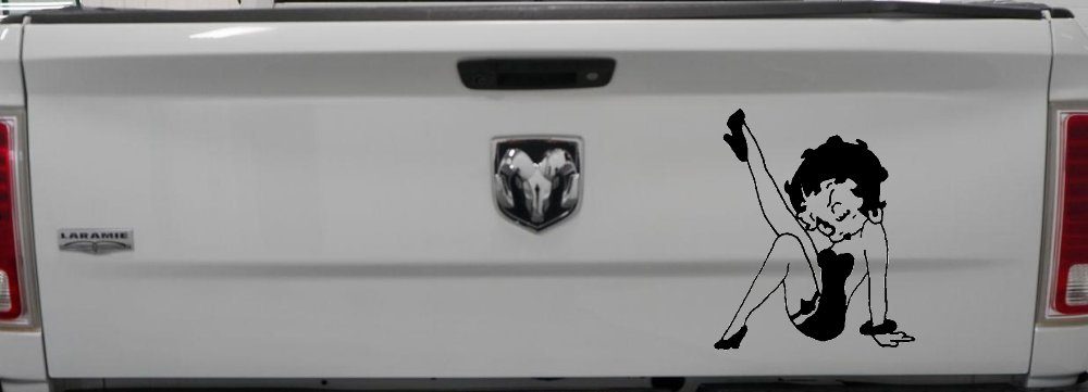 Betty Boop Leg Kicked Up Lady Biker Car or Truck Window Decal Sticker (Black)