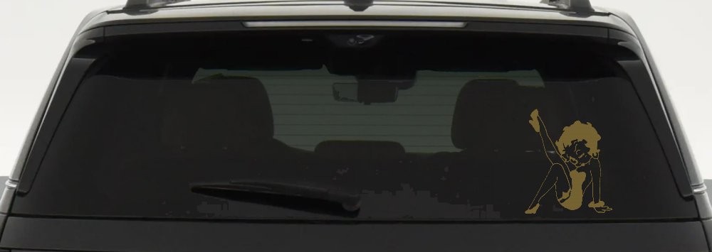 Betty Boop Leg Kicked Up Lady Biker Car or Truck Window Decal Sticker (Gold)