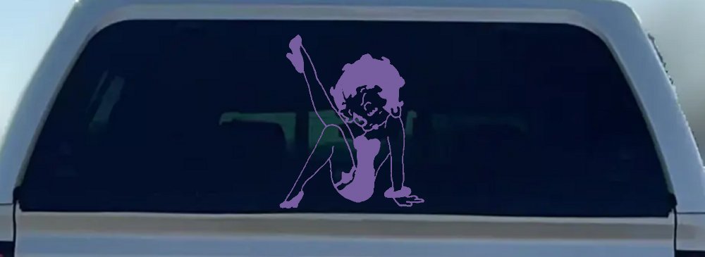 Betty Boop Leg Kicked Up Lady Biker Car or Truck Window Decal Sticker (Purple)