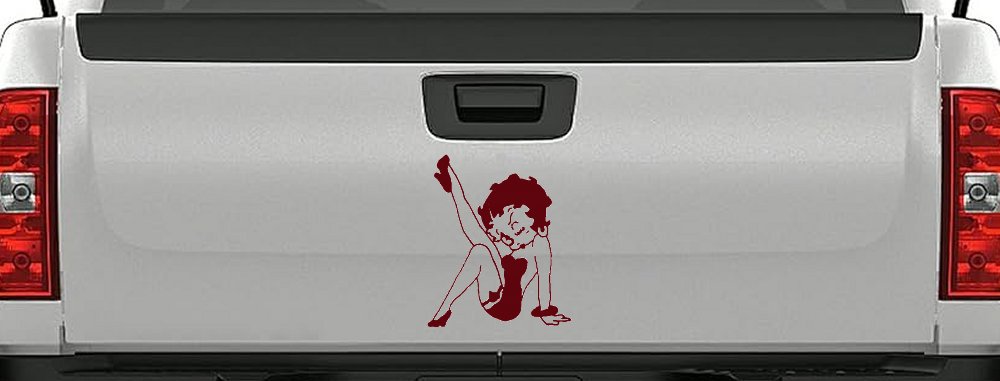 Betty Boop Leg Kicked Up Lady Biker Car or Truck Window Decal Sticker (Purple Red)