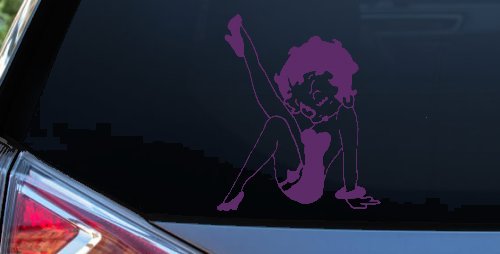 Betty Boop Leg Kicked Up Lady Biker Car or Truck Window Decal Sticker (Violet)