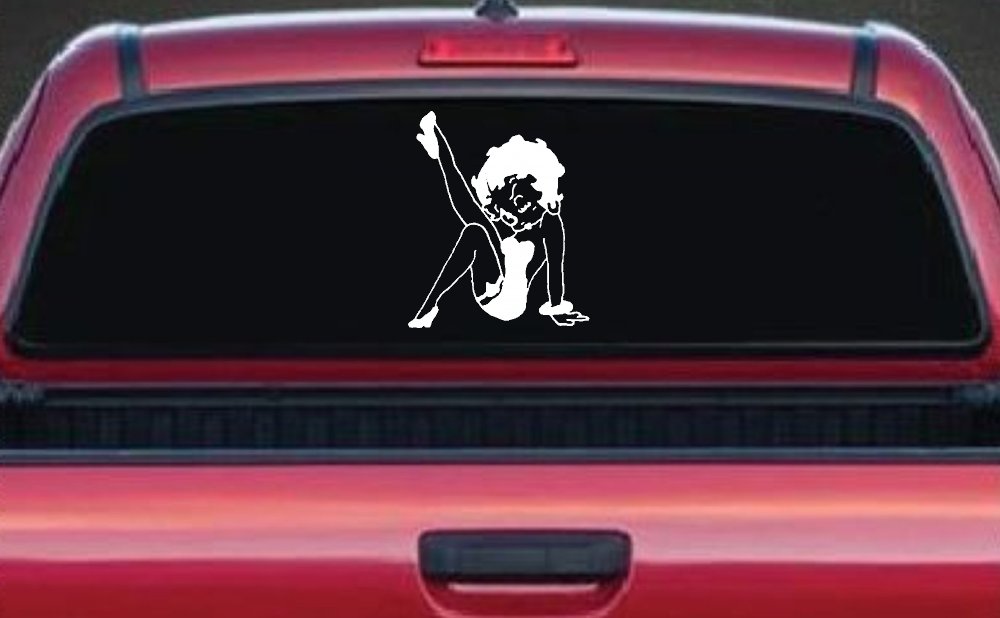 Betty Boop Leg Kicked Up Lady Biker Car or Truck Window Decal Sticker
