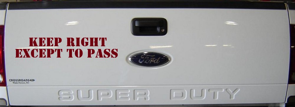 Keep Right Except To Pass Car or Truck Window Decal Sticker (Burgundy)