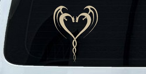 Tribal Dragon Heart Car or Truck Window Decal Sticker (Desert Sand)
