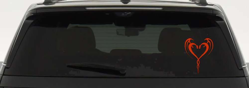 Tribal Dragon Heart Car or Truck Window Decal Sticker (Orange Red)