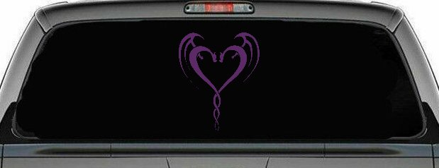 Tribal Dragon Heart Car or Truck Window Decal Sticker (Violet)