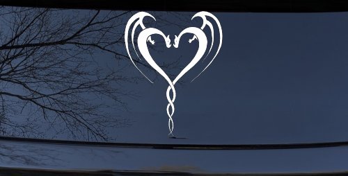 Tribal Dragon Heart Car or Truck Window Vinyl Decal Sticker (White)